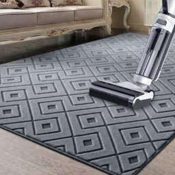 Moonlight Bedding Grey Geometric Rug 80X150Cm, Washable Non-Slip Soft High Low Pile Living Room Carpet - thumbnail 2