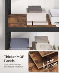 Songmics 5 Tier Shelving Unit, Rack, Industrial, Adjustable Shelves, For Living Room, Kitchen, Garage, Black & Rustic Brown - thumbnail 7