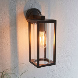 Anson Lighting Harek Outdoor Wall Light Finished In Textured Black And Clear Glass - thumbnail 1