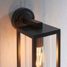 Anson Lighting Harek Outdoor Wall Light Finished In Textured Black And Clear Glass - thumbnail 7