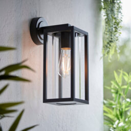 Anson Lighting Harek Outdoor Wall Light Finished In Textured Black And Clear Glass - thumbnail 2