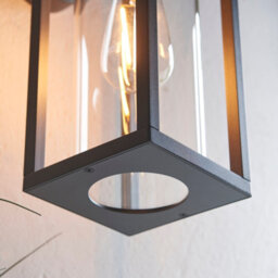 Anson Lighting Harek Outdoor Wall Light Finished In Textured Black And Clear Glass - thumbnail 6