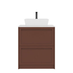Royal Bathrooms Royal Bathroom Elmore 700mm Terracotta Clay Freestanding Countertop Bathroom Vanity Unit 2 Drawer With Cube Basin - thumbnail 7