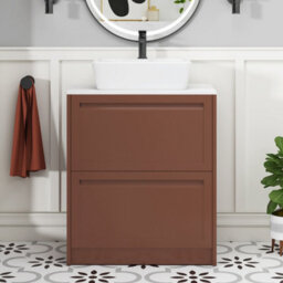 Royal Bathrooms Royal Bathroom Elmore 700mm Terracotta Clay Freestanding Countertop Bathroom Vanity Unit 2 Drawer With Cube Basin - thumbnail 4