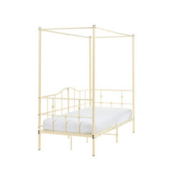 Beliani Four Poster Bed Metal Artonne 90 X 200 Cm (Eu Single) Beige - thumbnail 1