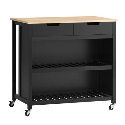Sobuy Fkw74-Sch Serving Trolley With Casters Kitchen Trolley With Worktop Kitchen Rolling Cart Outdoor Serving Trolley,black - image 1