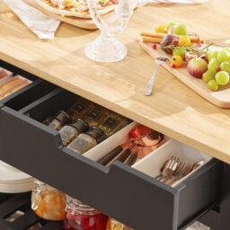 Sobuy Fkw74-Sch Serving Trolley With Casters Kitchen Trolley With Worktop Kitchen Rolling Cart Outdoor Serving Trolley,black - thumbnail 6