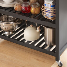 Sobuy Fkw74-Sch Serving Trolley With Casters Kitchen Trolley With Worktop Kitchen Rolling Cart Outdoor Serving Trolley,black - thumbnail 4