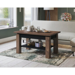 Heze Furniture Alva 2 In 1 Extending Coffee / Dining Table 110-150Cm - Brown Oak / Black - thumbnail 2