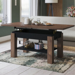 Heze Furniture Alva 2 In 1 Extending Coffee / Dining Table 110-150Cm - Brown Oak / Black