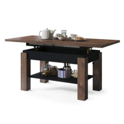 Heze Furniture Alva 2 In 1 Extending Coffee / Dining Table 110-150Cm - Brown Oak / Black - thumbnail 7