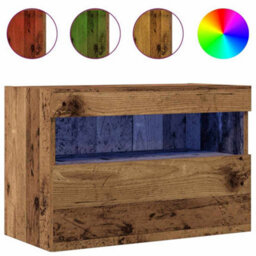 Berkfield Tv Wall Cabinets With Led Lights 2 Pcs Old Wood 60X30X40 Cm - thumbnail 4