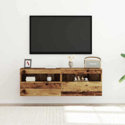 Berkfield Tv Wall Cabinets With Led Lights 2 Pcs Old Wood 60X30X40 Cm - thumbnail 5