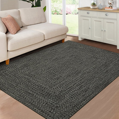London Boutique 200X290Cm Washable Area Rug, Non-Slip Low Pile Carpet, Stain Resistant For Living Room Bedroom Kitchen, Light Grey - image 1