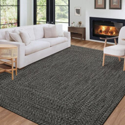 London Boutique 200X290Cm Washable Area Rug, Non-Slip Low Pile Carpet, Stain Resistant For Living Room Bedroom Kitchen, Light Grey - thumbnail 3