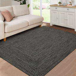 London Boutique 200X290Cm Washable Area Rug, Non-Slip Low Pile Carpet, Stain Resistant For Living Room Bedroom Kitchen, Light Grey