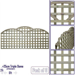 Premier Garden Supplies Triple-Dome Wooden Trellis Panel 6Ft X 2Ft (3 Pack) Privacy Square Lattice Fencing Topper Extension For Climbing Plant Support