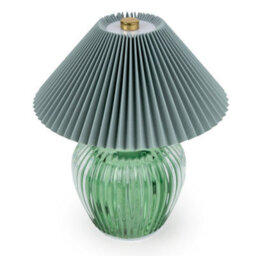 Candlelight Ridged Glass Led Table Lamp With Pleated Shade - Green - thumbnail 2