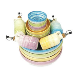 Verano Spanish Ceramics Pastel Beach Hand Painted Kitchen Dining Table Large Bowl Green 27Cm (Diam) - thumbnail 8