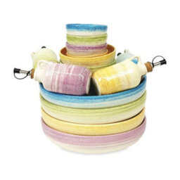 Verano Spanish Ceramics Pastel Beach Hand Painted Kitchen Dining Table Large Bowl Green 27Cm (Diam) - thumbnail 7