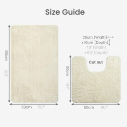 Allure Bath Fashions Deep Pile Microfibre Non Slip Bath Mat Set - Cream - thumbnail 6