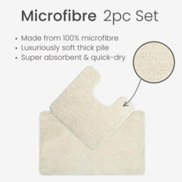 Allure Bath Fashions Deep Pile Microfibre Non Slip Bath Mat Set - Cream - thumbnail 5