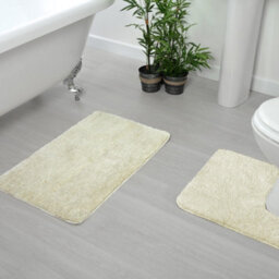 Allure Bath Fashions Deep Pile Microfibre Non Slip Bath Mat Set - Cream - thumbnail 2