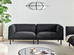 Beliani Sofa 3 Seater Vorgod Fabric Black - thumbnail 2