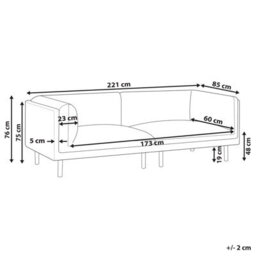 Beliani Sofa 3 Seater Vorgod Fabric Black - thumbnail 3