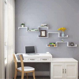 Songmics Set Of 3 Wall Shelves White Floating Storage Shelving System - thumbnail 2