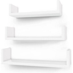 Songmics Set Of 3 Wall Shelves White Floating Storage Shelving System - thumbnail 4