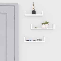 Songmics Set Of 3 Wall Shelves White Floating Storage Shelving System - thumbnail 1