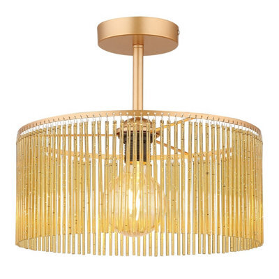 Luminosa Lighting Luminosa Leeds Cylindrical Ceiling Light Gold Colours Antique 1X E27 - image 1