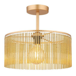 Luminosa Lighting Luminosa Leeds Cylindrical Ceiling Light Gold Colours Antique 1X E27 - thumbnail 1