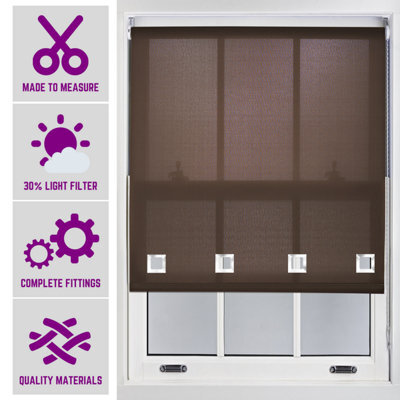Furnished Daylight Roller Blind With Big Square Eyelets Free Cut Service - Mocha (W)240Cm X (L)210Cm - image 1