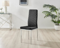 Furniturebox Uk Giovani 4 Black Dining Table & 4 Black Velvet Milan Chairs - thumbnail 5
