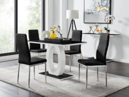 Furniturebox Uk Giovani 4 Black Dining Table & 4 Black Velvet Milan Chairs - thumbnail 1