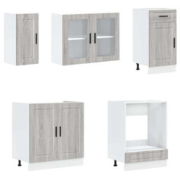 Berkfield 8 Piece Kitchen Cabinet Set Kalmar Grey Sonoma Engineered Wood - thumbnail 4