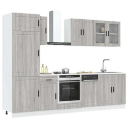 Berkfield 8 Piece Kitchen Cabinet Set Kalmar Grey Sonoma Engineered Wood - thumbnail 1