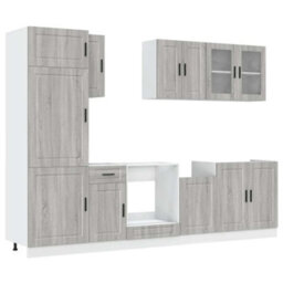 Berkfield 8 Piece Kitchen Cabinet Set Kalmar Grey Sonoma Engineered Wood - thumbnail 2
