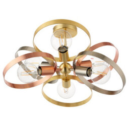 Anson Lighting Dalhart 6Lt Semi Flush Light Finished In Brushed Brass, Nickel And Copper Plate - thumbnail 7