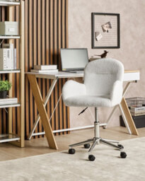 Beliani Desk Chair Priddy Boucle Off-White - thumbnail 2