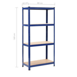 Berkfield Storage Shelf Blue 80X40X160 Cm Steel And Mdf - thumbnail 9