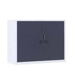 White Grey Metal Storage Cabinet, Locking 2 Door 106Cm 2 Shelves Office - thumbnail 2
