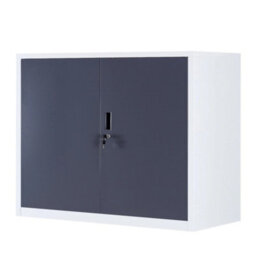 White Grey Metal Storage Cabinet, Locking 2 Door 106Cm 2 Shelves Office - thumbnail 4