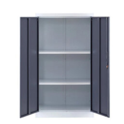White Grey Metal Storage Cabinet, Locking 2 Door 106Cm 2 Shelves Office - thumbnail 5
