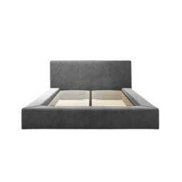 Wyld Haus Portarlington Upholstered Dark Grey Twill 4Ft6 Double Size Bed With Headboard - thumbnail 3