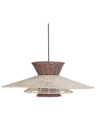 Wyld And Coco Rattan Pendant Lamp Natural Brown With Beige Accents W60 X H100Cm - Boho Lighting - image 1