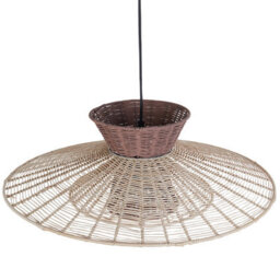 Wyld And Coco Rattan Pendant Lamp Natural Brown With Beige Accents W60 X H100Cm - Boho Lighting - thumbnail 4