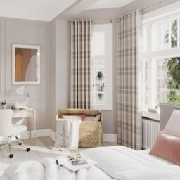 GoodHome Podor Beige Check Lined Eyelet Curtain (W)167Cm (L)183Cm, Pair - thumbnail 2
